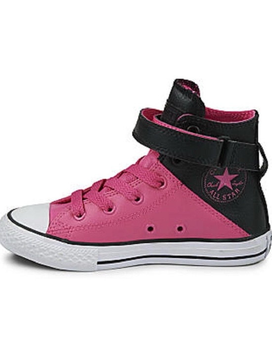 Converse Other - Converse Chuck Taylor Girls Brea High Top Sneakers Leather Pink Black Lace Up